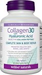 Webber Naturals Collagen30 with Hyaluronic Acid, Bioactive Collagen Peptides, 180 Tablets, Helps Reduce Joint Pain, Eye Wrinkles and Fine Facial Line, Non GMO