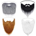 Pack of 4 Party Artificial Beards, Fake Beards, Moustaches, Funny Moustaches, Halloween Funny Accessories, False Costume Whisker for Christmas Party, Adults, Children (4 Colours)