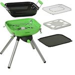 Multi Function Camping BBQ with Grilling, Braising, Barbecue, Steaming, Outdoor Cooking Grill Smokeless with Ignition Control Knob and Universal 7/16-28 Thread Connection