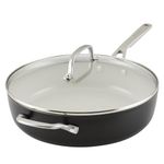 KitchenAid Hard Anodized Ceramic Nonstick Saute Pan with Lid, 5 Quart - Matte Black