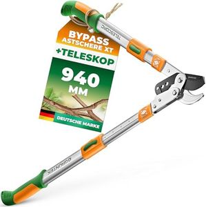 GRÜNTEK Teleskop-Astschere XT 685 - 940 mm Bypass Smart-Cut Baumschere, gehärtete Klinge 52 mm, 6-fach verstellbare Griffe. Mit 90 Tage - Zufriedenheits-Garantie !!
