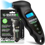 Rhino USA Digital Tire Pressure Gauge 150 PSI, 4 Ranges, Ergonomic Design w/Lighted Nozzle & LCD Backlit Display - Certified Accurate Readings, Best Digital Gage (Black)