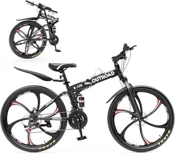 Omelaza 26 ich Folding Mountain Bike, 21 Speed Mountain Bike for Adults with Durable Tires, Foldable Bicycle with Dual-disc Brake System, Front Suspension Folding Bicycle for Men and Women Black