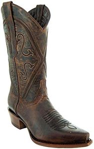 Soto Boots Women Cheyenne Leather Snipped Toe Cowgirl Boots, Genuine Leather Cowgirl Boots, Handcrafted Cowboy Boots For Women M50041, Brown, 6 US