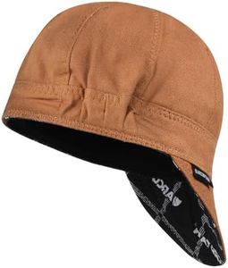 ARCCAPTAIN Reversible Welding Cap with Elastic Retractable Band, 8 Panel Protective Welders Cap, 10 oz Fireproof Cotton Comforts for Safety and Protection While Welding to Men Women, 7 1/4, Khaki