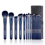 EIGSHOW Makeup Brush Set, 15 Piece Professional Makeup Brushes Kit with Corn Silk Fiber Vegan Brushes for Foundation Powder Concealers Eye Shadows Liquid Kabuki Brushes (TOURMALINE BLUE)