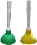 Condello Casa Small Plunger Pump Liquid Plumber Clog Remover Cleaner Unclogger Tool for Toilet,Kitchen Sink Drain,Bathroom Shower Tub with Portable 4 Inch Cup and 9 Inch Handle (Green+Yellow)