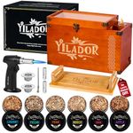Electric Old Fashioned Smoker Kit, Wooden Smoking Box with Built-in Fuel Chamber & Storage, 6 Wood Chips & Bamboo Tray – Infuse Rich Smoky Flavors into Whiskey, Drink & Food, Best Gift for Men