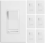 Amico 6 Pack Dimmer Light Switch, Single-Pole or 3-Way Compatible Slide Control Dimmer, Suitable for 150W LED Light/CFL/Incandescent and 600W Tungsten Bulb, Wall Plates and Screws Included, White