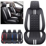 YIERTAI Universal Seat Covers for Cars Compatible with Nissan Sentra Chevy Colorado Equinox Malibu Ford Fusion Hyundai Elantra Sonata Kia Sportage Honda Civic Hrv Vw Passat (2PCS Front Black-White)