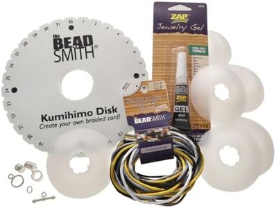 The Beadsmith Kumihimo Starter Kit – Includes Disk, Adhesive, Bobbins, Findings, Cord and Instructions & Projects – Japanese Art of Braiding –Beginner Set with All Your Jewelry Tools to Get Started