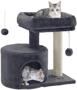 Feandrea Cat Tree, Cat Tower with Sisal-Covered Scratching Post, Cat Condo with Padded Perch, for Small Spaces, Kittens, Smoky Gray UPCT50G