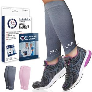 octor-Developed Calf Sleeve, Medical Leg Compression Sleeve for Circulation, Footless Compression Socks for Running, Varicose Veins & Shin Splint, Leg Sleeves for Men & Women, (Large, Grey, 1 Pair)