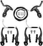 Hmseng V-Type Bike Brake Set, Complete Universal Bike Front and Rear MTB Brake, Bicycle Brakes, Inner and Outer Cables, Include Brakes Lever Calipers Multi-Tool Wrenches-Dark Black