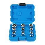 Keaa Chrome Vanadium Steel External Star Torx Socket Set, E10 To E24, Cr-V Steel, 1/2-Inch Drive Female E-Torx, 9-Piece Set