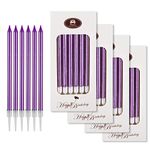 Beanlieve 24 Count Birthday Candles - Long Thin Cake Candles Slow Burning Candles for Birthday, Wedding, Lucky Party Decoration (Purple)