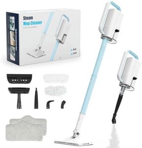 Steam Cleaner, 6 in1 Rotated Steam Mop Cleaner with 2 Modes, 2 Microfiber Pads, 400ML Removable Tank, 23FT Power Cable, Detachable Steam Mops for Floor, Laminate Floor, Tiles Cleaning (Ice Blue)