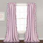 Lush Decor Reyna Ruffle Window Curtain Panel Set, Pair, 54" W x 84" L, Lilac - Flowy Curtain Set - Romantic Ruffle Curtains for Bedroom, Living room, or Dining Room - Farmhouse & Cottage Home Decor