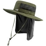 Bassdash UPF 50+ Sun Fishing Hat Water Resistant with Detachable Neck Flap, Highland Army Green