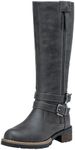 Jeossy Women's 9660 Knee High Boots, Riding Boots, Grey, Size 6 US-Tall Boots for Women with Outer Decorative Zipper(DJY9660 Grey 06)