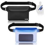 Zacro Waterproof Pouch Bag with Waist Strap (2 Pack) for Beach, IP68 Waterproof Waist Bag Dry Bag with Adjustable Belt for Swimming, Boating, Fishing, Camping,Hiking