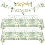 Sage Green Birthday Decorations - Greenery Baby Shower Banner, Baby Shower Tablecloths for Home Baby Shower Sage Green Birthday Gender Neutral Party Decoration