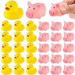 30 Pieces Mini Rubber Ducky Rubber Pig Bath Toys Rubber Pig Small Rubber Duckies Pig Party Favors Floating Bath Animal Toys for Pool Bath