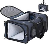 Petsfit Airline Approved Carrier, Cat Transport Carrier for Small Dogs,Foldable small dog Carriers Two-Way Placement on Plane Pet Carriers for Travelling,Blue,49cm*23cm*30.5cm