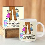 TIED RIBBONS Fathers Day Gift for Dad Father in Law Papa from Daughter Son Ceramic Coffee Mug with Coaster Set