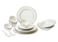 Hitkari Porcelain 16226 Dinner Set 39 Pcs.|Dinner Set for 6|Material: Porcelain|Luxury Dinnerware |for Home & Kitchen|White, Large