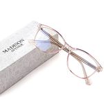 Madison Avenue Blue Light Filter Glasses Women, TR90 Blue Light Glasses, Computer Glasses for Gaming, Metal Hinge Glasses, Blue Light Filter without Prescription, brown, Medium