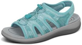 Orthofeet Women's Orthopedic Turquoise Stretchable Maui Sandals, Size 8