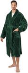 PAVILIA Mens Soft Robe, Plush Fluffy Fleece Bathrobe Men, Long Sherpa Shaggy Fuzzy Spa Bath Robe, Green, Large-X-Large