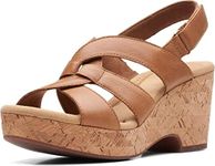 Clarks Giselle Beach Wedge Sandal, Tan Leather, 11 Medium, Tan Leather, 11