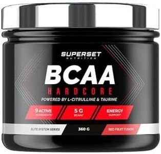 Superset Nutrition | Bcaa Hardcore (360g) | BCAA en poudre (acides aminés) | Ratio 2:1:1 optimal pour l'anabolisme - Formule explosive de BCAA + Citrulline, Taurine et vitamines - Fruits Rouges