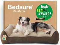 Bedsure SupportMax Orthopedic Large Dog Bed, XL Extra Thick Shredded Foam Dog Couch with Waterproof Washable Cover, Sherpa Pet Sofa with Nonskid Bottom for Large Dogs, Brown, 42"