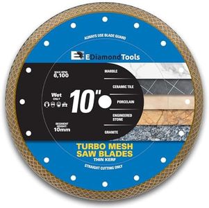10" Turbo Mesh Saw Blades for Porcelain Tile, Ceramic Tile, Marble, Granite and Other Engineered Stones, Wet Only, 5/8" Arbor