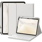 drivego Keyboard Case for iPad A16 11th/10th Genration (2025/2022 11/10.9 Inch) with Pencil Holder, Anti-fall Keycaps Detachable Bluetooth Keyboard Cover for iPad 10/11, QWERTY UK Layout, LightGray