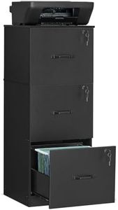 VASAGLE CUSTOS Collection - File Cabinet, 3 Drawer Filing Cabinet for Home Office, with Wheels, for A4, Letter Sized Documents, Hanging File Folders, Black UOFC055B16