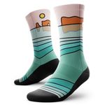 Outway Percé Crew Socks, Moisture-Wicking Athletic Calf Socks with Arch Support for Men and Women, Colorful Design, Size S/M