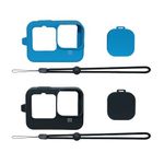 HOJI Hero12 Black Protective Case, 2 Packs(Blue+Black) + Lens Cap, Compatiable for Go Pro Hero 9/10/11/12 Black_Blue