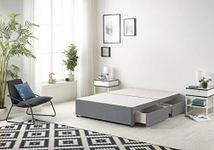 Bed Centre Flexby Divan Bed Base Only with 2 Drawers (Same Side), No Headboard - Available in 3FT, 4FT, 5FT & 6FT (3FT Single, Plush Charcoal Fabric)