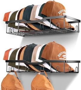 ATDORO 2pcs Hat Racks, For Baseball Caps Wall Hat Organizer, Sturdy Wall Mounted Hat Storage Organizer