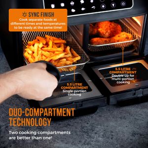 Tower Vortx Vizion Dual Compartment Air Fryer Oven, 11L, Black
