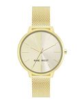 Nine West Women's Sunray Dial Mesh Bracelet Watch, Gold