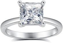 IMOLOVE Moissanite Solitaire Engagement Ring for Women Princess Cut Engagement Ring Moissanite Promise Rings 2CT D Color VVS1 Clarity 925 Sterling Silver with 23K Gold Plated Size 6.5