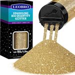 LEOBRO 150g/5.29oz Glitter, Extra Fine Glitter, Resin Glitter Powder, Fine Glitter for Crafts, Bulk Metallic Craft Glitter for Resin, Christmas Glitter Tumbler DIY Crafts, Champagne Gold Glitter 0.2MM