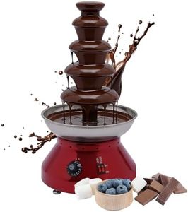 Chocolate Fountain Machine, 5 Tier Chocolate Fondue Fountain with Capability 7 lb Commercial Hot Chocolate Fondue Tower for Nacho Cheese Liqueurs Party Wedding 230W (Red)