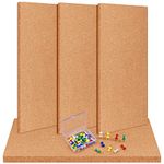 TUPARKA 6 Pack Cork Board Wall Bulletin Boards 17"x8" - 1/4" Self-Adhesive Corkboards for Wall with 100 Push Pins Square Bulletin Boards Cork Tiles for Wall Home School Office Decorative