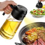 SWEET VIEW Oil Sprayer for Cooking, 470ml/16oz 2 in 1 Oil Dispenser and Oil Sprayer, Glass Olive Oil Bottle Pourer for Kitchen, Cooking, Salad, Barbecue (Black)